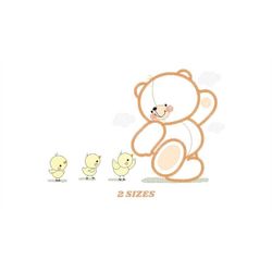 Teddy Bear embroidery designs - Baby girl embroidery design machine embroidery pattern - Bear with bird embroidery file