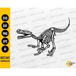 Raptor Skeleton SVG | Velociraptor SVG | Dinosaur Decals Shirt Vinyl | Cricut Cutting Files Silhouette Clipart Vector Di