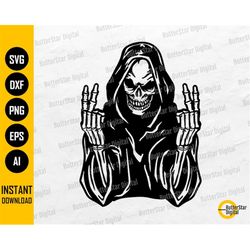 Grim Reaper Peace Sign SVG | Gothic Tattoo Decals T-Shirt Sticker Art | Cricut Silhouette Cutting File Clipart Vector Di