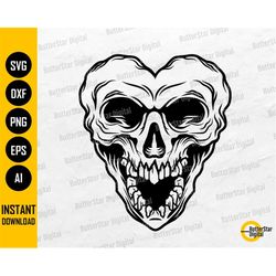 Heart Skull SVG | Love SVG | Gothic T-Shirt Vinyl Stencil Tattoo Decals | Cricut Cut Files Silhouette Clip Art Vector Di