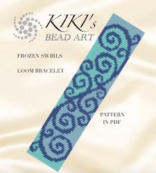 Loom pattern, loom bracelet pattern Frozen swirls geometric inspired Bead LOOM bracelet pattern in PDF instant download