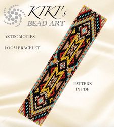 Loom bracelet pattern Aztec motifs ethnic inspired Bead LOOM bracelet pattern in PDF - instant download