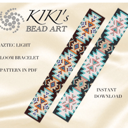 Loom bracelet pattern Aztec light ethnic inspired Bead LOOM bracelet pattern in PDF - instant download