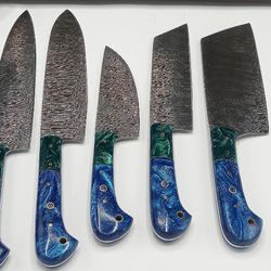 Handmade 5 Pieces Set, Knife Hand Forged Chef Knives Kitchen Set Damascus Steel Knives Gift Item for Her