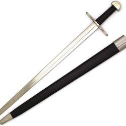 Medieval Warrior 10th Century Full Tang Tempered Steel Viking Real Sword Comes with Leather Scabbard Christmas Gift S13