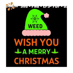 Wish You A Merry Christmas Svg, Christmas Svg, Xmas Svg, Xmas Mistletoe Svg, Christmas Hat Svg
