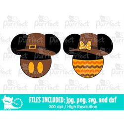 Mouse Thanksgiving Hat Theme SVG, Give Thanks svg, Mouse svg, Digital Cut Files in svg, dxf, png and jpg, Printable Clip