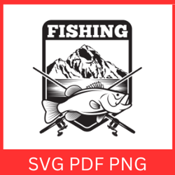 Fishing Logo Vector SVG, Fish logo Svg, Fish Hook Svg