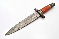 Beautifull Custom Handmade Damascus Steel Hunting Dagger Knife,
