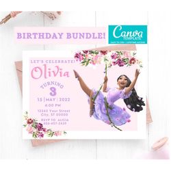 Isabella Invitation Canva Template Bundle Isabella Thank You Cards, Birthday Banner Digital Party Invite Girl Encanto
