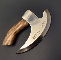 HandMade Pizza Axe, Pizza Slicer Hand forged Viking Pizza Cutter, Viking Bearded With Sheath
