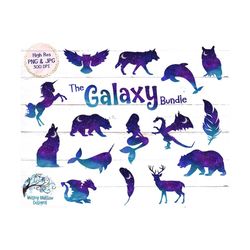 Space Galaxy Clipart, Sublimation, PNG, JPG, Print, Clip Art, Galaxy Animal, Unicorn, Dragon, Mermaid, Bear, Night Sky,