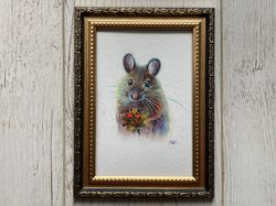 Small Baby Mouse, Mouse Watercolor Painting, Small Art