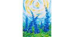 Bluebonnets painting Texas original art impasto oil painting floral landscape flowers field artwork meadow canvas