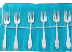 TIFFANY & CO FANEUIL 6 salad forks set in sterling silver 925 Long cm 17 inches 6 3/4" silverware cutlery serving No eng
