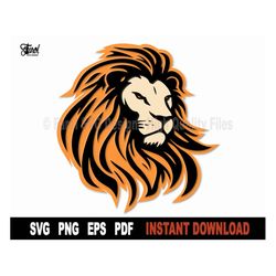Lion Svg, Lion Head Svg Files for Cricut, Animal Vector Clipart, Png Art Design- Instant Digital Download