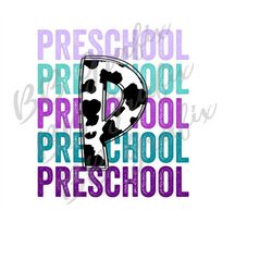 Digital Png File Preschool Stacked Cow Print Teacher School Printable Waterslide Iron On T-Shirt Sublimation Design INST