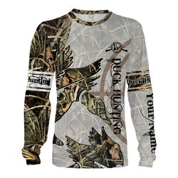 Duck Hunting Waterfowl Camo Custom Name 3D All Over Print Shirt, Hoodie For Men, Women Personalized Hunting Gifts Chipte