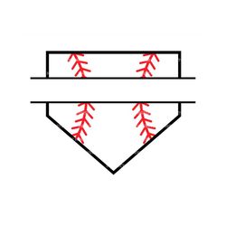 Baseball Home Plate Monogram Svg, Split Name Frame Svg, Red Stitch Svg, Softball Svg. Vector Cut file Cricut, Silhouette
