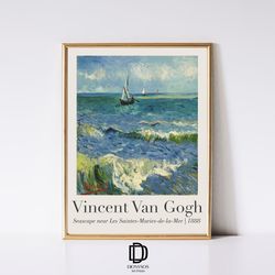Vincent Van Gogh Exhibition Poster, Vintage Seascape Painting, Van Gogh Art Print, Sea Wall Art, Famous Oil Painting Pri