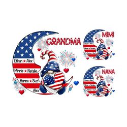 Personalized 4th Of July Gnome Grandma Png, 4th Of July Png, Custom Grandma Png With Kids Name, America Flag Gnome Png,