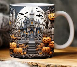 3D Halloween Landscape Haunted House Mug