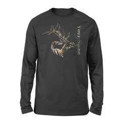 Elk Hunting Camo Custom Name Shirt, Personalized Gift For Hunter D06 Nqs1302 &8211 Standard Long Sleeve