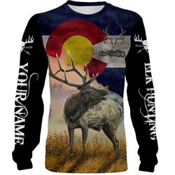 Elk hunting Colorado Flag camo Custom Name 3D All over print shirts &8211 personalized hunting gifts &8211 FSD230