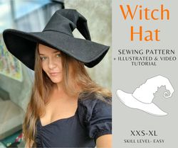 Witch hat Sewing Pattern   Easy Hat Pattern Hat Sewing Pattern Hat PDF  Instant download A4 XXS-XL
