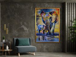 Colorful Elephant,Multicolor Elephant Canvas,Canvas Prints,Asian Canvas Wall Art, Wall Art Canvas Design, Ready To Hang