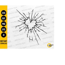 Shattered Glass Heart SVG | Love Decal Wall Art Sticker T-Shirt | Cricut Cut File Silhouette Printable Clipart Vector Di