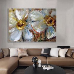 Flowers Canvas Painting, Floral Canvas Print, Kitchen Decor, Colorful Flowers Wall Decor, Painting With Flowers-1