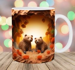 3D Bears Hole In A Wall Mug