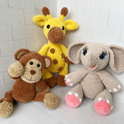 Safari Animals Baby Shower, Crochet pattern animals