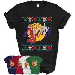 Santa Ugly Christmas Basketball Los Angeles-Laker T-Shirt