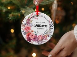 Mr and Mrs Christmas Photo Ornament, Engagement Ornament for Couples