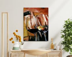 Glass Canvas Print, Alcohol Room Decor, Wine Whiskey Art, Different Canvas, Colorful Wall Art, Office Wall Decor