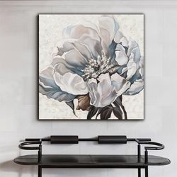 Flower Canvas Prints , White Flower Canvas Wall Art , Flowers Canvas Painting , Modern Home Decor , Ready To Hang Canvas