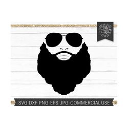 Beard SVG, Bearded Man SVG Cut File for Cricut, Aviator Sunglasses SVG Beard, Dad svg, Barber svg, Beard Oil svg Face with Beard, Afro Black