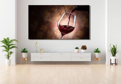 Pouring Wine Into a Glass Canvas Wall Art, Magnificent Wine Poster Canvas, Wine Home Decor Wall Art, Wine Wall Art Ready
