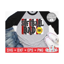 Softball Dad svg - Softball Cut File - svg - dxf - eps - png - Softball Heart Brush Strokes - Silhouette - Cricut - Digital File
