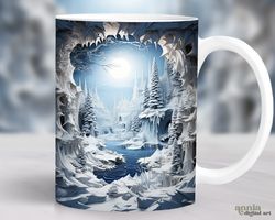 3D Winter Mug, Christmas Landscape Mug