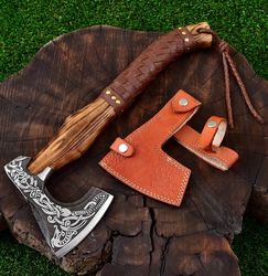 Handforged Carbon steel blade Viking Axe With Ash Wood Handle, Viking Bearded Outdoor Axe, Best Birthday Gift for him