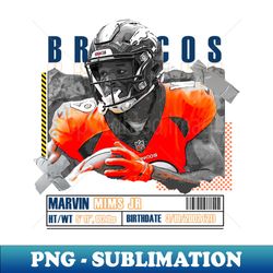 Marvin Mims Jr Football Paper Poster Broncos 10 - Instant Sublimation Digital Download - Perfect for Creative Projects
