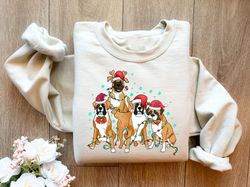 Dog Christmas Boxer Sweatshirt, Christmas Dog Sweater, Dog Mom Shirt, Cute Dogs T-shirt, Gift for Dog Lover, Dog Owner G