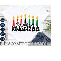Happy Kwanzaa SVG, Black Christmas SVG, Kwanzaa Candles SVG, Melanin, History, Png, Dxf, Svg Files For Cricut, Sublimati