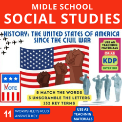 Social Studies: USA Since the Civil War 11 worksheets thoughtfully crafted to align with your curriculum