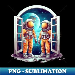 Astronauts Outside the Galaxy Window 2 - Sublimation-Ready PNG File - Capture Imagination with Every Detail