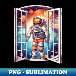 Astronaut Outside the Galaxy Window 3 - Creative Sublimation PNG Download - Add a Festive Touch to Every Day