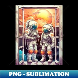 Astronauts Outside the Galaxy Window 1 - Premium PNG Sublimation File - Enhance Your Apparel with Stunning Detail
